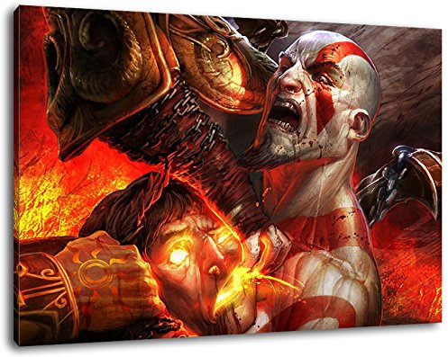 god of war Format 60x40 cm Bild auf Leinwand, XXL riesige Bilder fertig gerahmt mit Keilrahmen, Kunstdruck auf Wandbild mit Rahmen