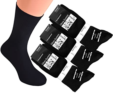 cocain 12 Paar schwarze Herren oder Damen Bambus-Socken ohne Gummi Markensocken schwarz Gr 47-50 Bamboo Bambuss Bammbus Socken 100 100% Baumwolle helle braune beige blaue marine Socke Socken 43 44 45