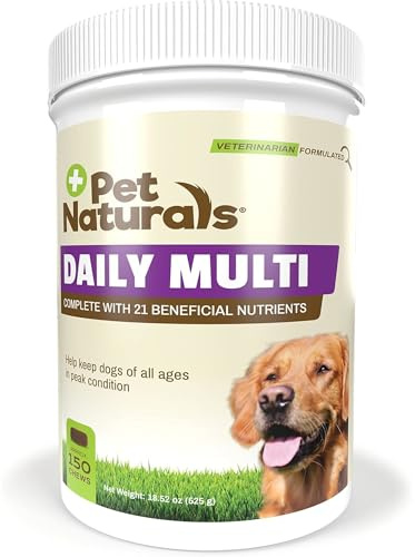 Pet Naturals Daily Multivitamin for Dogs – 21 Essential Nutrients, Fatty Acids & Antioxidants for Complete Health, Supports Energy, Digestion, Skin & Coat | Veggie Flavor Soft Chews, 150 Count