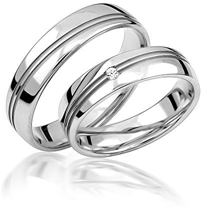 Eheringe Verlobungsringe Trauringe Freundschaftsringe Silber 925 Sterling *inkl. GRATIS Etui und Zirkonia Stein* S065