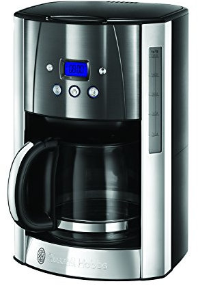 Russell Hobbs Macchina Caffè Americano Grigio - Timer Digitale, Con Filtro per Estrazione e Aroma Ottimali - Max 12 tazze; Caraffa in Vetro da 1.5 L; Piastra riscaldante; 1000 W, Luna 23241-56