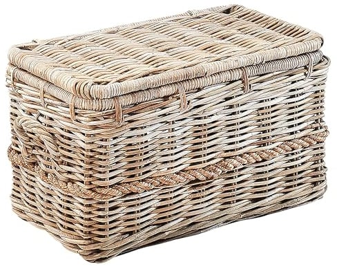 Kobolo Rattantruhe mit Griffen und Deckel 65x37x39 cm