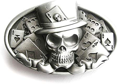 Urban Backwoods Poker & Dice Skull II Gürtelschnalle für Wechselgürtel Buckle