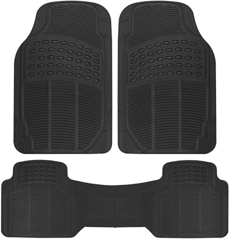 BDK ProLiner Fußmatten für Autos LKW SUV, 3-teilige Allwetter Automatten mit Universal Fit Design, langlebige Auto Fußmatten mit Capture Ridges, wasserdichte Gummi Fußmatten für Autos (Schwarz)