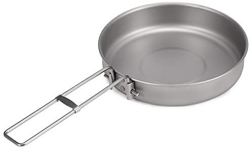 Lixada Ultralight Titanium Frypan Outdoor Camping Hiking Picnic Cooking Frying Pan with Folding Handle