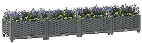 Festnight Maceta de plástico Cuadrado 160x40x 23 cm Jardinera para Interior y Exterior Plantas Flores Jardín Decoración
