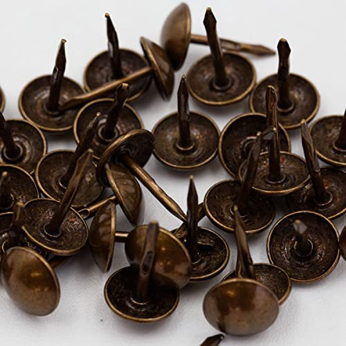 KOMBI 1000 Unidades Pernos Latón Bronceado Tapicería, Tachuelas Decorativas Latón Cabeza Lisa 9 mm para Muebles Sillas Sofás Fijaciones Remaches Efecto Vintage