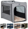 Petsfit Hundetransportbox, mit 3 cm dicken Plüschmatte, tragbare Transportbox Hund für große Hunden, geeignet für den Innen und Außenbereich,Hellgrau,L 79x53.5x66cm