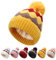 BLURBE Bommelmütze für Damen – Beanie-Mützen mit Fleecefutter, gestrickte Wollmützen für den Winter, Zopfmustermützen für Damen mit Kunstfell-Bommel