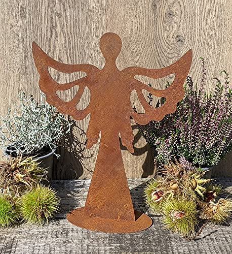 Engel 30 cm hoch aus Metall Edelrost Rost Weihnachten Deko Flügel