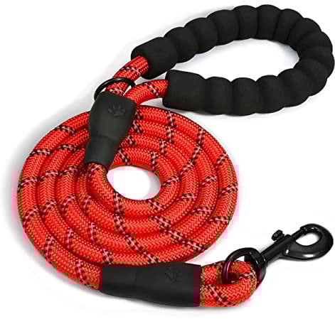 Green Globe Rope Dog Lead Strong with Soft Padded Handle, 5FT Training Leash Nylon Durable Reflective Threads for Small Medium Large Dogs(Red)