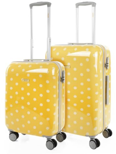 SKPAT - Set Valigia Media e Valigia Bagaglio a Mano. Set Valigie Rigide per Viaggi Aereo - Set Trolley Valigia Rigida - Set Valigie Rigide con Lucchetto, Giallo