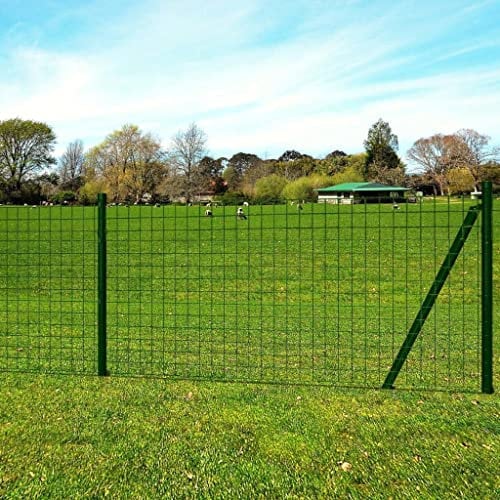 HOMIUSE Eurozaun Stahl 25x1 m Grün Gartenzaun Metall Zaun für Hunde Drahtgitter Gartenzaun Sichtschutz Gitterzaun Wetterfeste & Korrosionsbeständige Schlichten und Praktischen Design