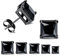 Kakonia 5 paires de boucles d'oreilles carrées pour hommes femmes coupe princesse zircone cubique boucles d'oreilles clous d'oreilles en acier inoxydable 3-7 mm, noir