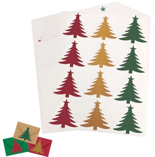 120 Stück Geschenkanhänger Weihnachten, Aufkleber Weihnachten Etiketten Selbstklebend Weihnachtssticker, Aufkleber Zum Beschriften Weihnachtsbaum-Etikett Sticker Party Dekoration Umschlag