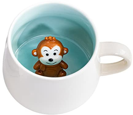 Biigming Taza Mono 3D de Cerámica 350ml - Figura de Conejo Hecha a Mano - Regalo para Navidad, Cumpleaños, Día de la Madre, Amigos, Niños