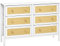 HOMCOM Cómoda de Dormitorio Cajonera de Estilo Bohemio con 6 Cajones de Tela Plegable Superficie de Ratán PE y Marco de Acero para Entrada Salón Pasillo 120x30x83 cm Blanco