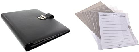 goldbuch 54958 Dokumentenmappe, für DIN A4, Schwarz & 83005 5 Ersatztaschen für goldbuch Dokumentenmappe, Sichthüllen mit Umschlagklappe, mit 4 fach Lochung, für DIN A4 Mappen, ca. 22,7 x 33 cm