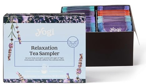 Yogi Relaxation Sampler Box (32 Tea Bags) - 8 Favorite Herbal Teas for Stress Relief & Sleep - Organic & Caffeine Free