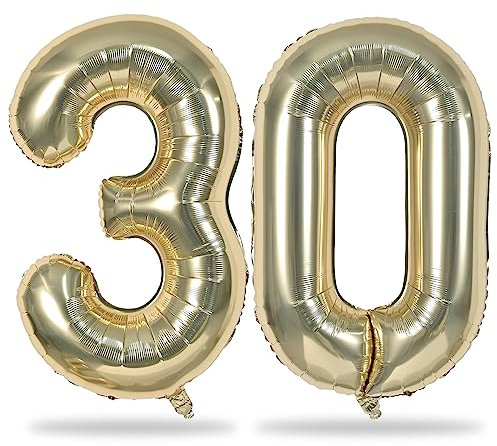 Champagne Gold Number 30 Balloons, 40 Inch Light Gold Foil Number 3 & 0 Balloons for Women, Self Inflating 30th Birthday Balloons for 30 Year Old Men Anniversary Birthday Party Decorations Supplies