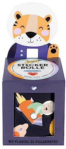 folia 27103 - Stickerrolle SPACE SAFARI, Sticker Set mit 320 Aufklebern, 4 m lang mit verschiedenen selbstklebenden Motiven