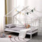 SlumberWorx Teddy Kids Wooden House Treehouse Single Bed Frame In White/Grey & Optional Guest Trundle & Mattress (White No Guest Trundle, 1 x 10cm Comfort Foam Mattress)