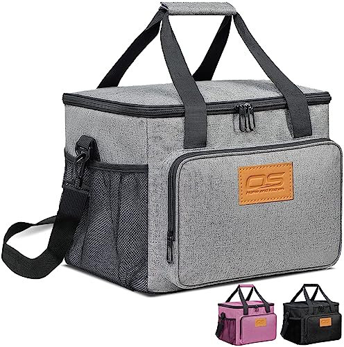 Insulated Portable Food Cooler Picnic Bag Large Capacity Waterproof Material, Lightweight Easy to Carry & Clean for Camping, BBQ, Travel Outdoor Activities (Size: 24 Liter, Grey)