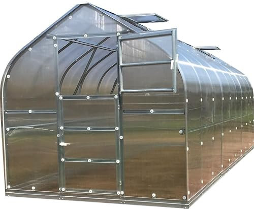Gewächshaus KLASIKA STANDART 20 (2,5 x 8 m) mit Fundament, 6 mm Polycarbonat und dachluken mit automatischen Öffnern.