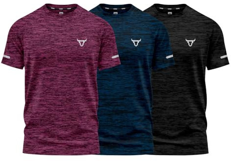 Pack of 3 Mens Workout Short Sleeve T-Shirts Athletic Fit Fast Drying Moisture Wicking Sports Style T-Shirts