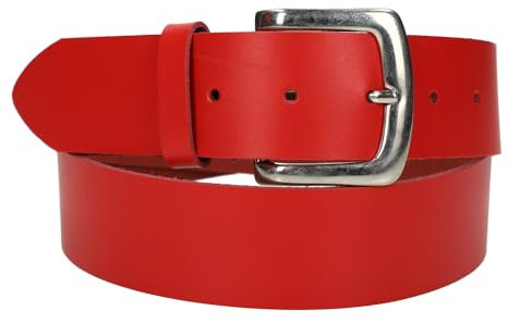 MADE IN SPAIN X72 Cinturón de piel para hombres, color rojo, con cierre de hebilla y 4cm de ancho, hecho en España HOMBRE COMPLEMENTOS ROJO 100