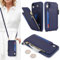 SailorTech Custodia per iPhone XR in Pelle Portafoglio con porta carte di credito, Cover per iPhone XR Cellulare Regolabile Collana con slot per carte di credito - Blu