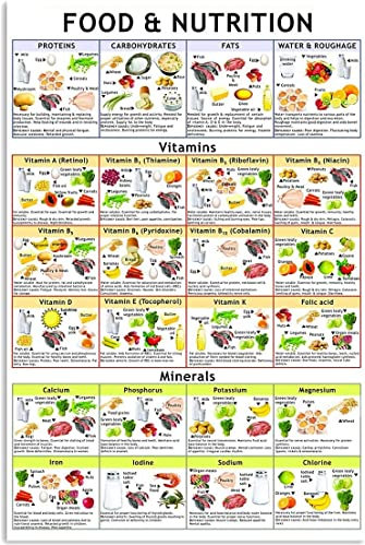 Cartel de metal para decoración de pared de alimentos y nutrición, póster de aluminio, vitaminas y minerales, carteles infográficos, vintage, cocina, hogar, habitación, oficina, estudio, mercado de