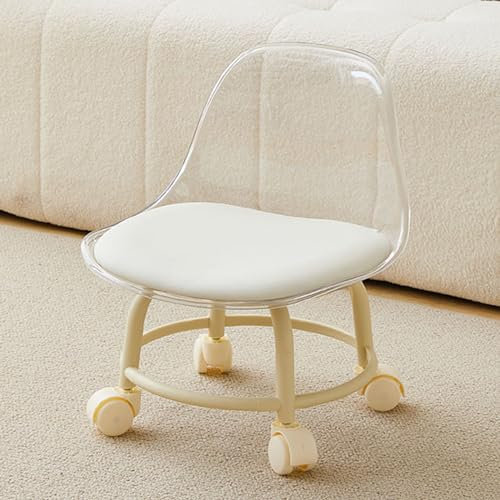 BURLOE Acryl Drehhocker, Transparente Kind Rollhocker Hocker Weichen Komfort Stuhl Rollen 360° Arbeitshocker Bis Kg Belastbar Drehhocker Haushalt,5