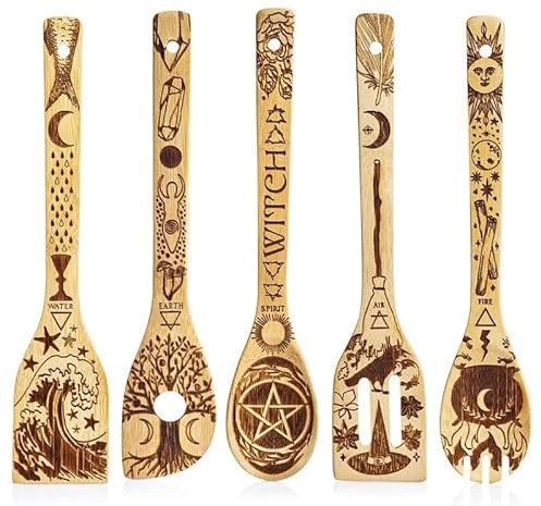 Holzlöffel-Kochset, 5-teilig, Bambus-Cartoon-Kochutensilien, niedliche Kochgeschenke für Frauen, Einweihungsgeschenke (17)