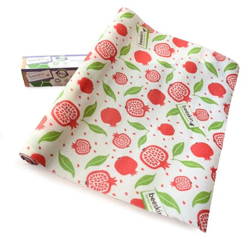 beeskin Bienenwachstuch Rolle zum Frischhalten & Aufbewahren von Lebensmitteln – Flexibel zuschneidbares Wachspapier – 30x95 cm (Pomgranate)