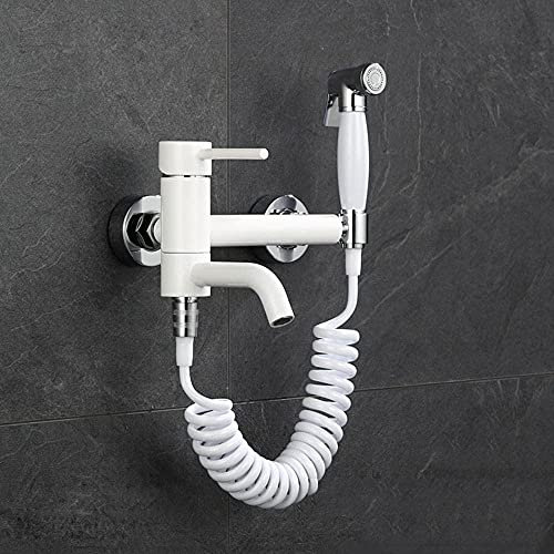 Rociador para grifo de bidé, kit de inodoro montado en la pared, rociador de bidé blanco con una sola manija con grifo giratorio de 360 grados, grifo para bidé para ducha de baño, rociador para inod