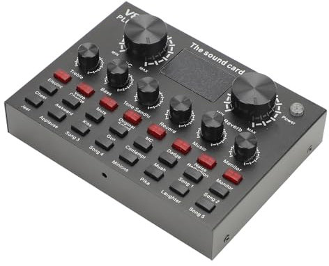 Scheda Audio Live V8-Plus, Scheda Audio Mixer Podcast Registrazione Karaoke Esterna USB con Bluetooth 5.0, Microfono Integrato, per la Registrazione di Musica Trasmissione di