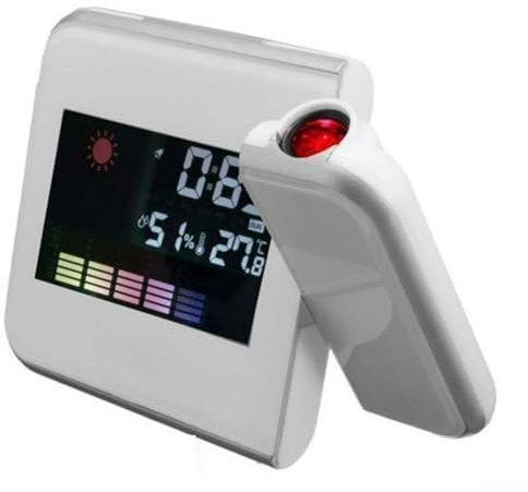 SPORTARC Gbtdoface Projektionswecker, Digitaler Schlafzimmer-Projektor Dimmbare Uhr, LCD-Display, Datum, Uhrzeit, Außentemperatur, Luftfeuchtigkeitssensor, Wetterstation, (Weiß)
