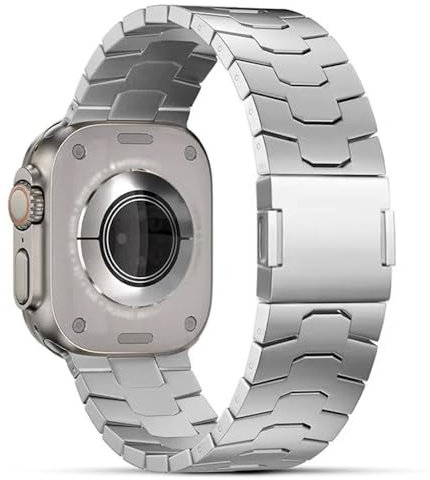 synsing Correa Magnética de Titanio Ultra 2 49mm Compatible con Apple Watch Ultra 45mm 44mm 42mm 41mm 40mm 38mm, Correa de Metal Titanium iWatch - Color de titanio a juego,Plata38