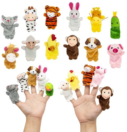 Wondora 12 Stück Fingerpuppen, Fingerpuppen für Kinder, Finger Plüschtier Kinder, Kleine Tier Fingerpuppe, Mini Kuscheltier, für Kindergeburtstagsgeschenke, Partygeschenke, Halloween(A)