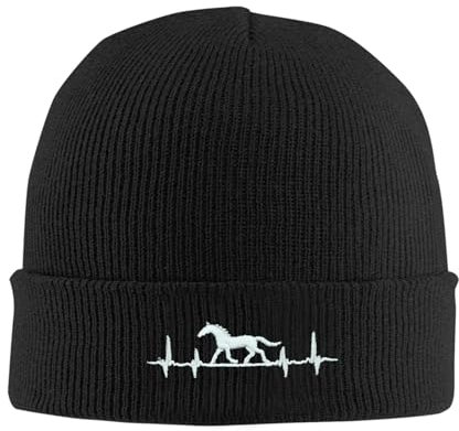 Athjunss Rose bestickte Beanie-Mütze, weiche Strickmütze für Damen und Herren, Chemo-Schlaf, pferd, Einheitsgröße