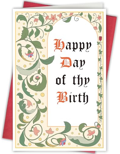 Bablira Lustige Mittelalter Geburtstagskarte für Herren Damen, Süße Kunstgeschichte Geburtstagskarte für Mittelalter-Liebhaber, Mittelalter Geburtstagskarte für Freunde Familie, Happy Day Of The Birth