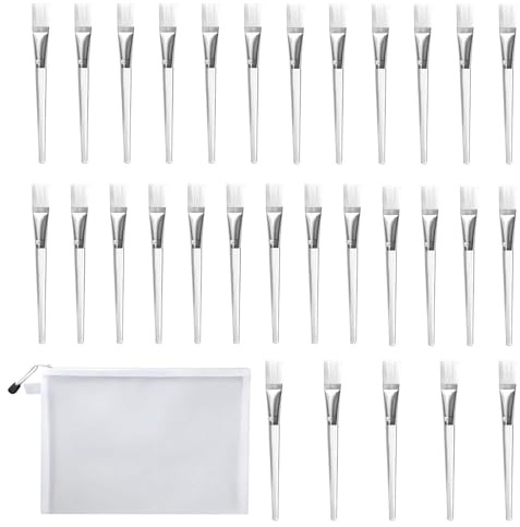 30 Pinceaux D'Application De Masque Facial Et 1 Sac De Rangement Blanc, Pinceaux De Maquillage, Outils De Beauté Multifonctionnels, Produits De Soins De La Peau Portables