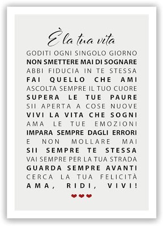 Vulfire Stampa da Parete È La tua Vita, Idea Regalo, Decorazione Originale, Arredamento Casa Salotto Ufficio Cucina, Poster in carta opaca premium (È La tua Vita F (A4))