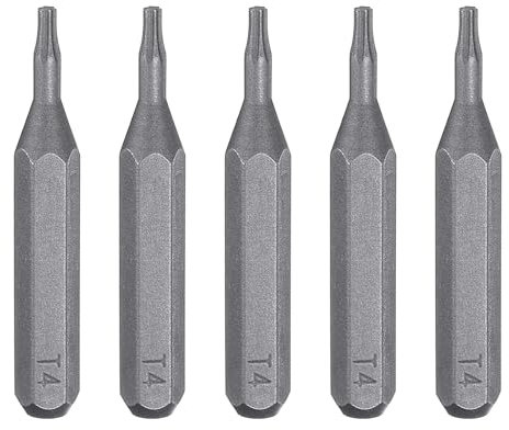 QUARKZMAN 5 Stück T4 Schraubendreher Torx Bit Set, Bitsatz 4mm Sechskantschaft 28mm/1,1 Zoll Länge Magnetisch Stern 6 Punkt Kopf Sechskant Bits S2 Stahl Werkzeugset Elektroschrauber Tools