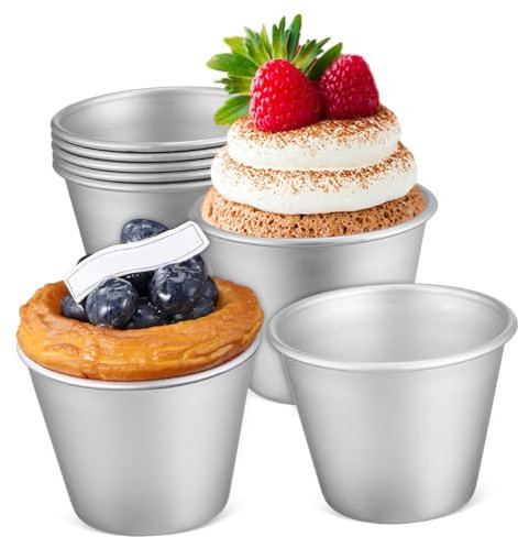Warmhm 8pcs Cupcake Mould Set Pudding Cups Non-Stick Baking Cake Tins for Muffins and Desserts Suitable for Home Baking and Cake Supplies