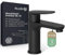 KLUDI-X1 Niederdruck Waschtischarmatur, Auslaufhöhe 95 mm, wassersparender Wasserhahn Bad Schwarz Matt Größe M, Mischbatterie Waschbecken inkl. 3 Anschlussschläuchen (Boiler Zu-und Rücklauf)