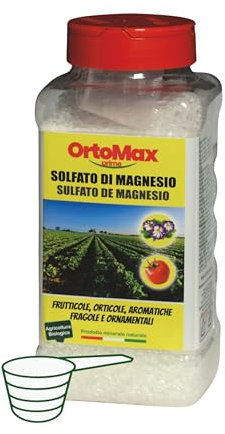 Solfato di Magnesio concime universale per uso biologico, Indicato su frutticole, Orticole, Aromatiche, Fragole e ornamentali. Migliora la crescita e il raccolto. 900g
