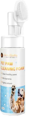 Dog Paw Cleaner Cat & Dog shampoo with Silicone Brush Head, waterless grooming products. Travel friendly cleaner for dogs defeat muddy paws on the go, No Rinse Foam