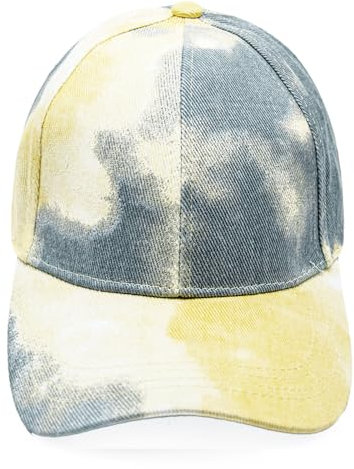 Gloop Damen Baseball Cap mit Batik Muster Sommer Cool Visor Cap Damen mit Batik Muster Klettverschluss Verstellbar Batic Dye Baseball Cap (DE/NL/SE/PL, Alphanumerisch, Einheitsgröße, Gelbgrau)